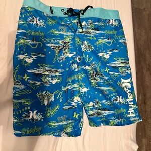 Hurley Kids Aqua Tropical Print board swim Shorts size 14/27